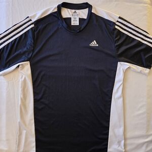 adidas Navy and White Short-Sleeve Athletic Tee